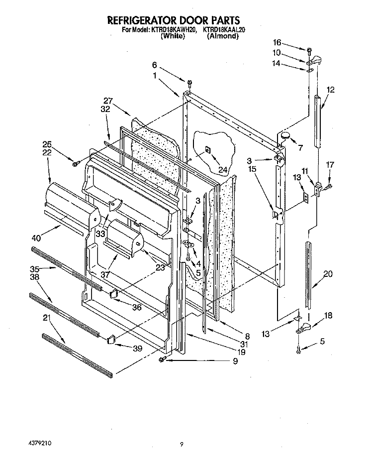 REFRIGERATOR DOOR Diagram and Parts List for KTRD18KAAL20  Whirlpool Refrigerator