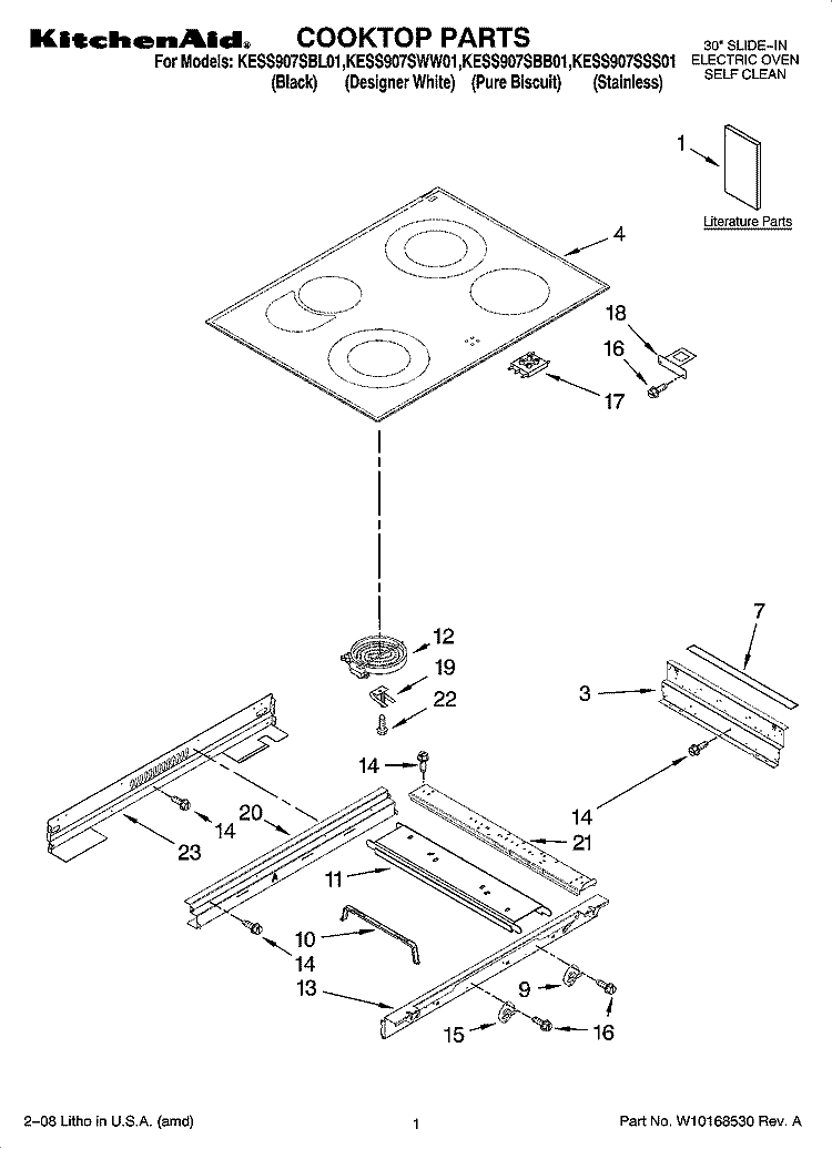 COOKTOP PARTS Diagram and Parts List for KESS907SBB01  KitchenAid Range