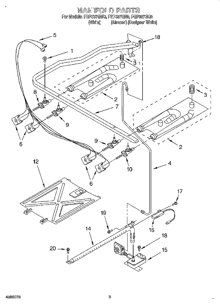 MANIFOLD Diagram and Parts List for FGP337GN0  Roper Range