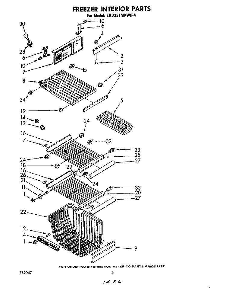 FREEZER INTERIOR Diagram and Parts List for EHD261MKWR4  Whirlpool Refrigerator