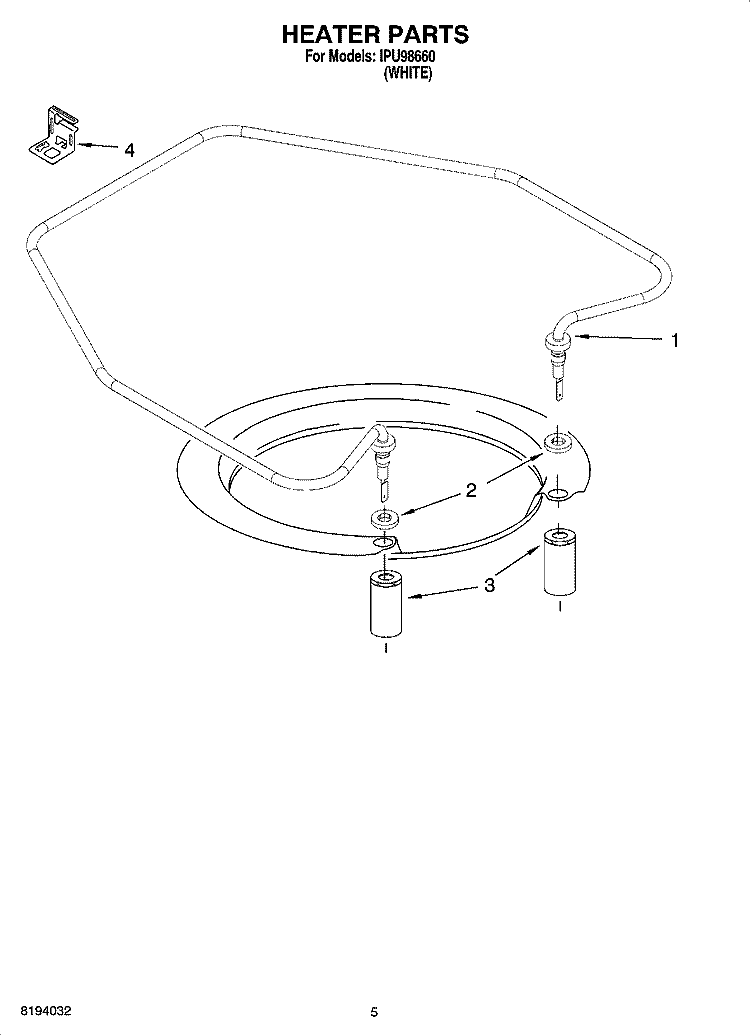 HEATER PARTS Diagram and Parts List for IPU98660  Inglis Dishwasher