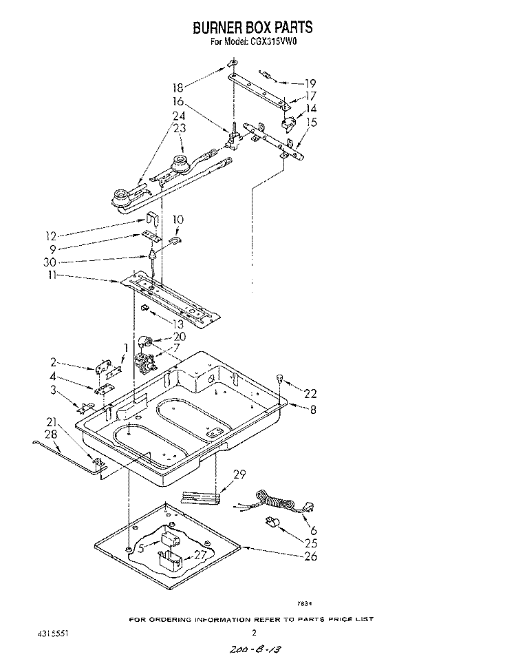 SECTION Diagram and Parts List for CGX315VX0  Whirlpool Cooktop