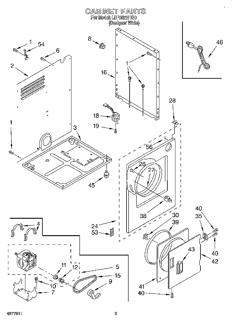 SECTION Diagram and Parts List for LDR3822HQ0  Whirlpool Dryer