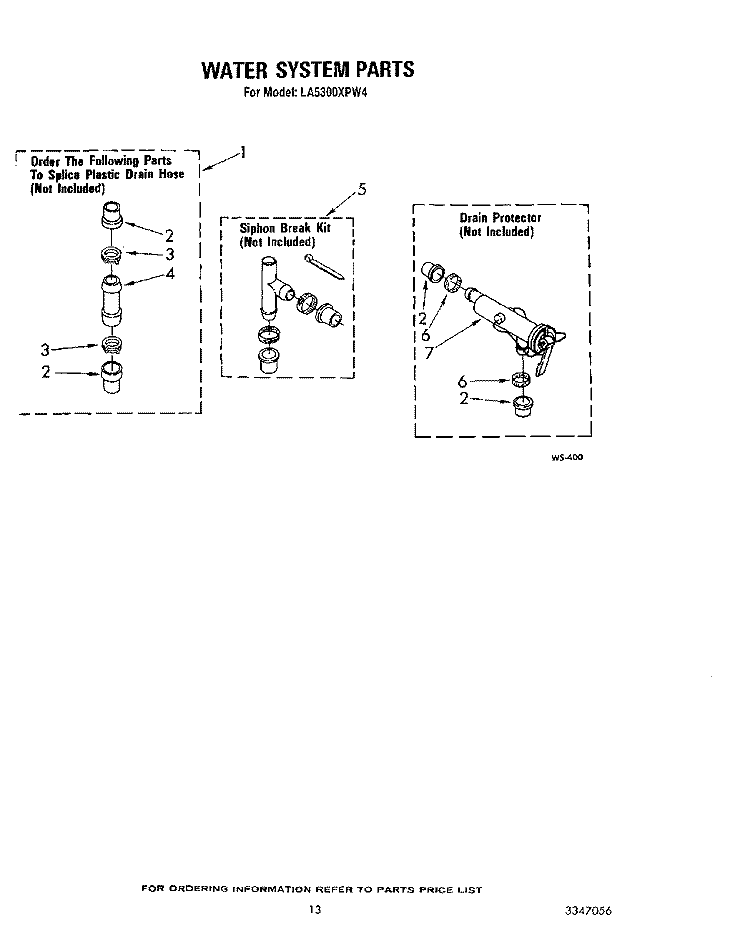WATER SYSTEM Diagram and Parts List for LA5300XPW4  Whirlpool Washer
