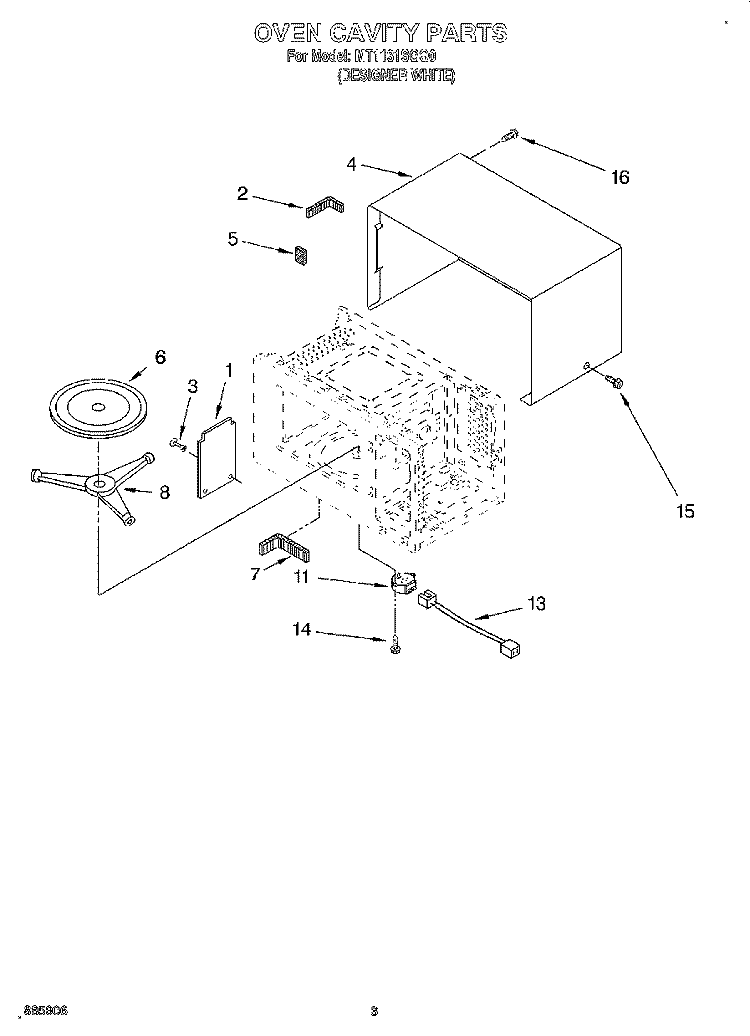 OVEN CAVITY Diagram and Parts List for MT1131SGQ0  Whirlpool Microwave