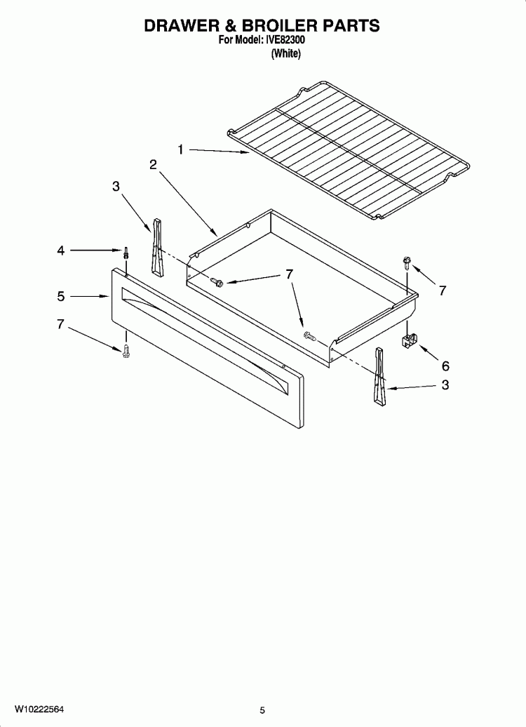 DRAWER & BROILER PARTS Diagram and Parts List for IVE82300  Inglis Range