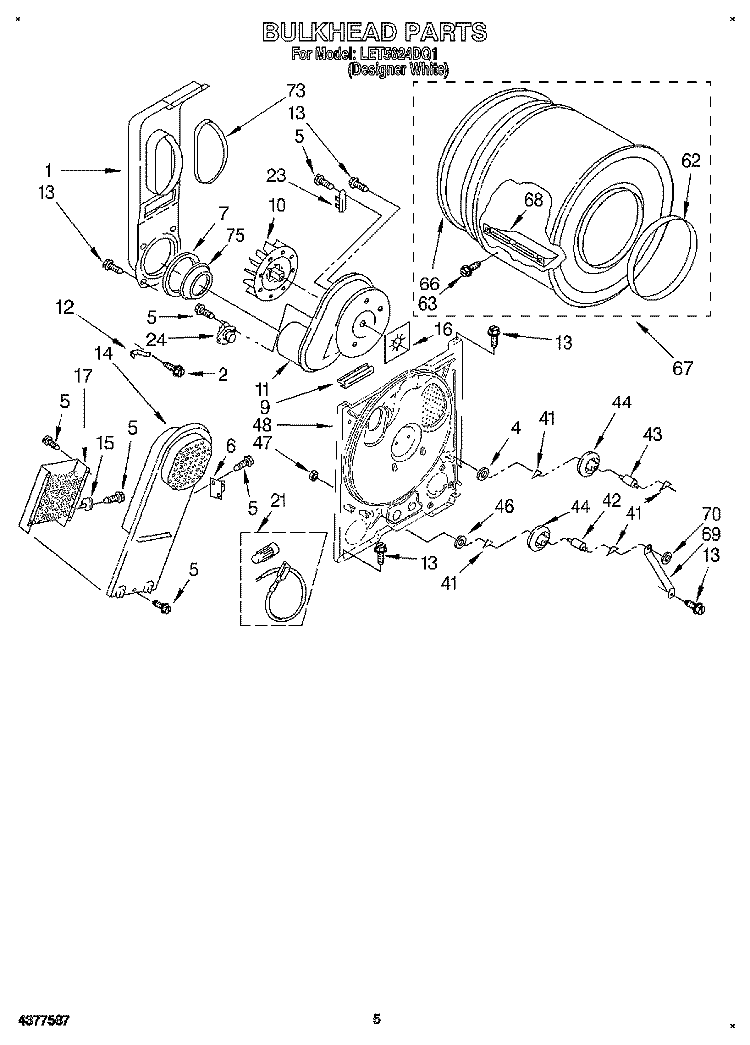 SECTION Diagram and Parts List for LET5624DQ1  Whirlpool Dryer