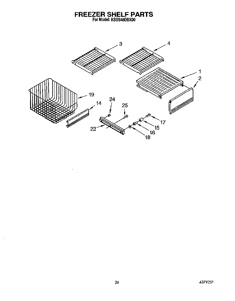FREEZER SHELF Diagram and Parts List for KSSS48DBX00  KitchenAid Refrigerator