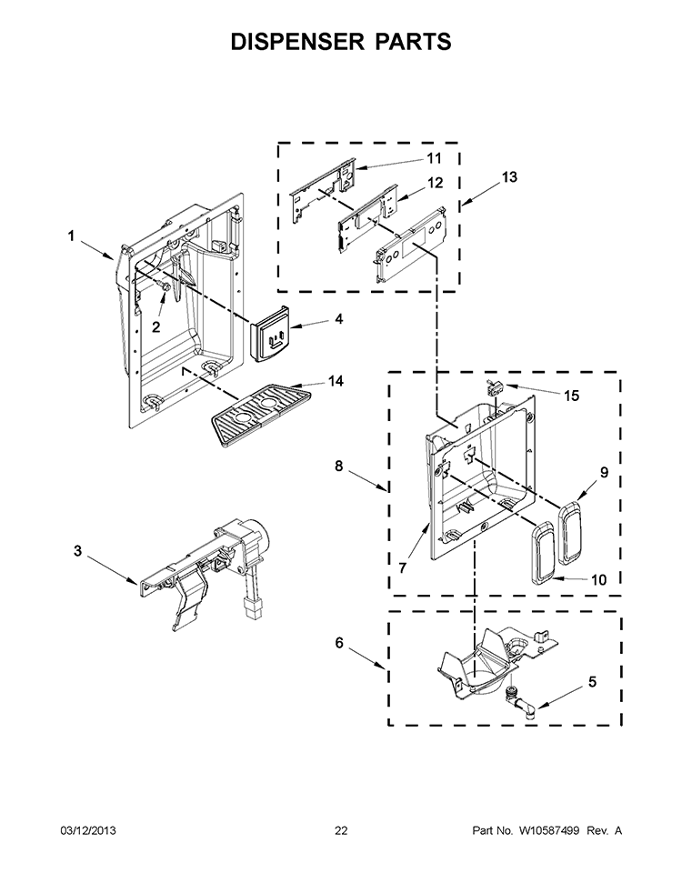 DISPENSER PARTS Diagram and Parts List for KSSC42QTS17  KitchenAid Refrigerator