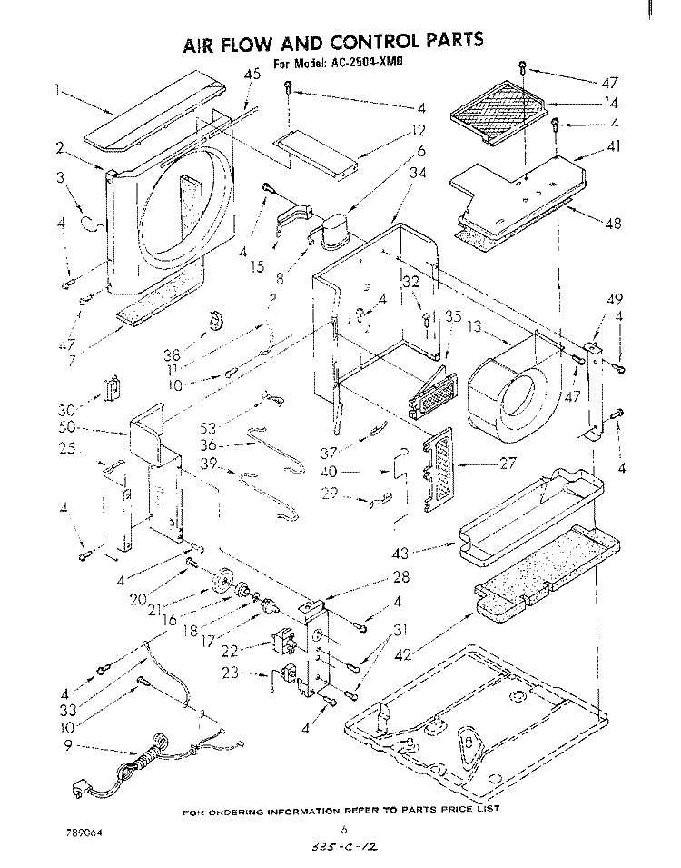 AIR FLOW AND CONTROL, LIT/OPTIONAL Diagram and Parts List for AC2504XM0  Whirlpool Air Conditioner