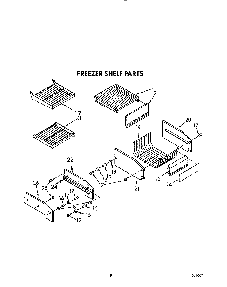 FREEZER SHELF Diagram and Parts List for KSSS42DWW00  KitchenAid Refrigerator