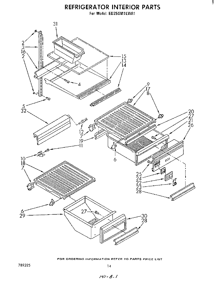 REFRIGERATOR INTERIOR , OPTIONAL Diagram and Parts List for ED25SM1LWR1  Whirlpool Refrigerator
