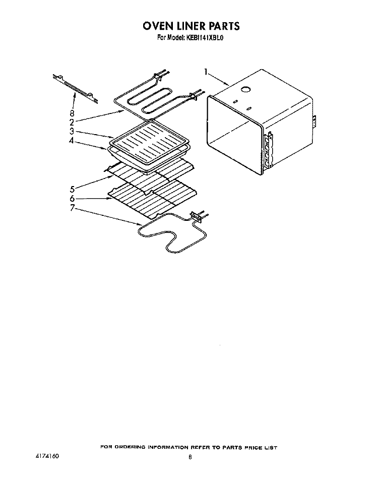 OVEN LINER Diagram and Parts List for KEBI141XBL0  KitchenAid Wall Oven