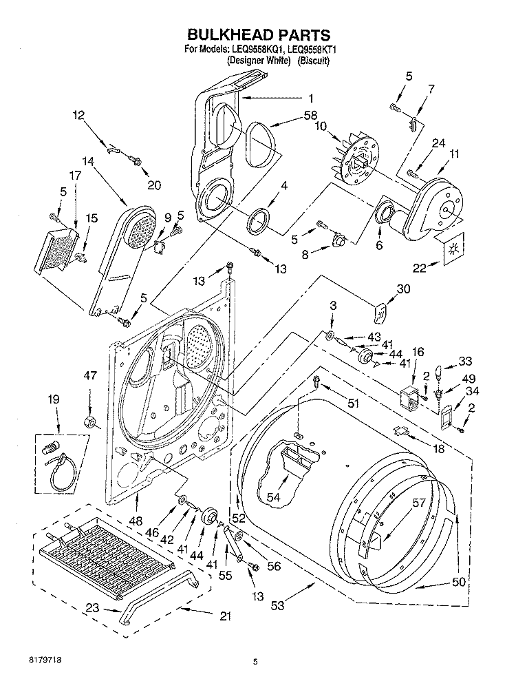 SECTION Diagram and Parts List for LEQ9558KQ1  Whirlpool Dryer