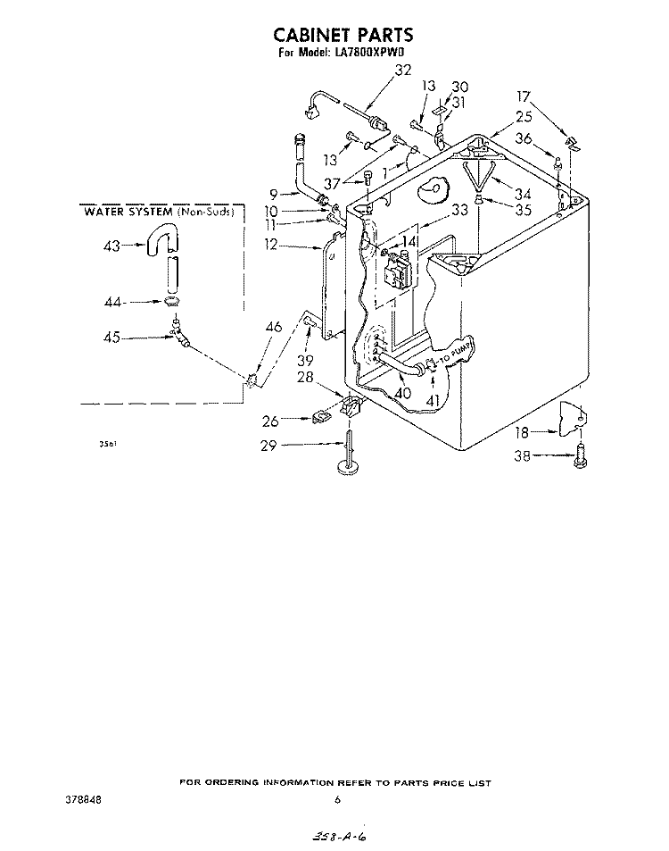CABINET Diagram and Parts List for LA7800XPW0  Whirlpool Washer