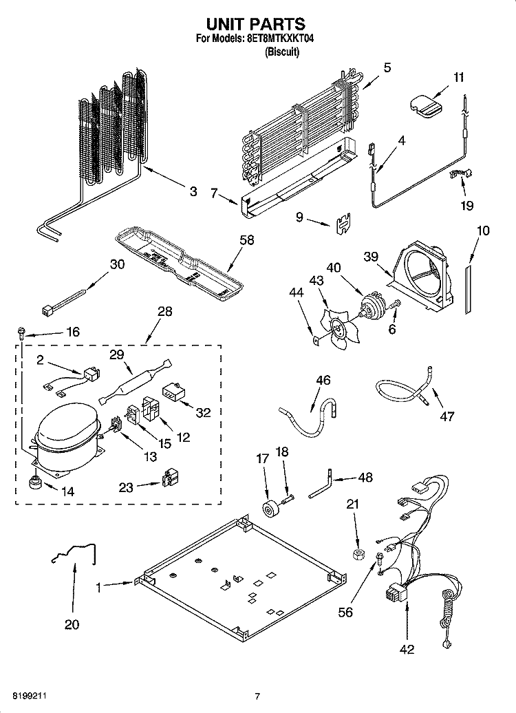 UNIT PARTS Diagram and Parts List for 8ET8MTKXKT04  Whirlpool Refrigerator