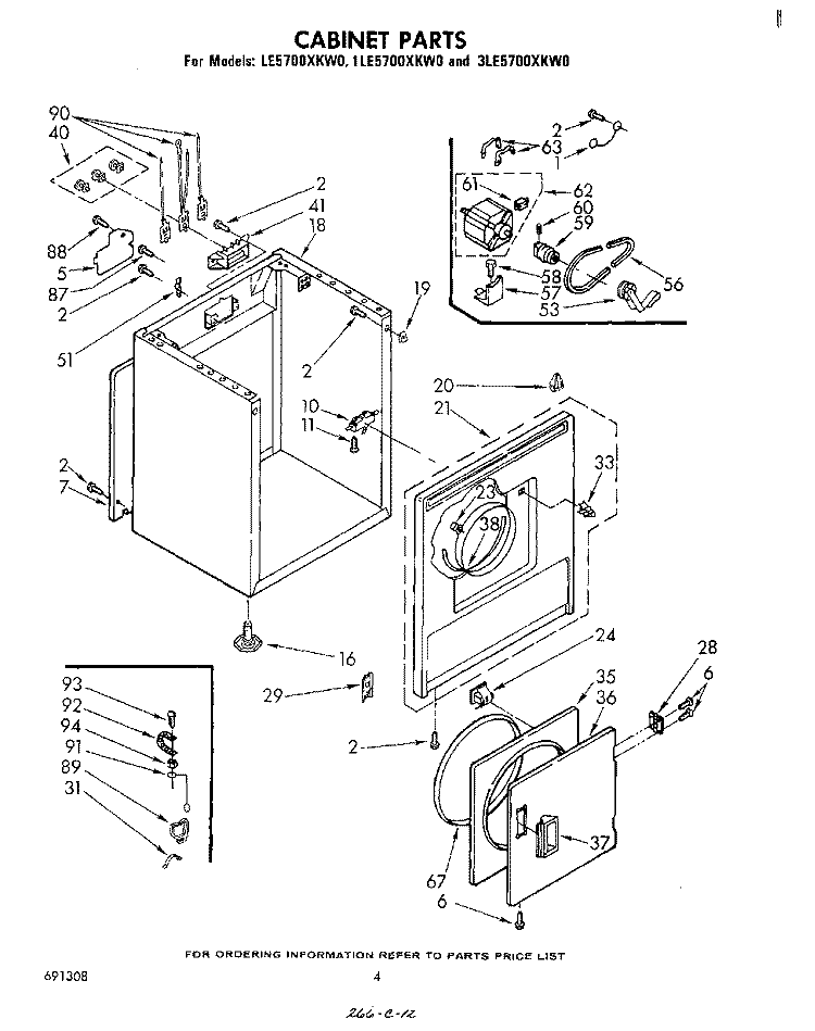 SECTION Diagram and Parts List for 1LE5700XKW0  Whirlpool Dryer