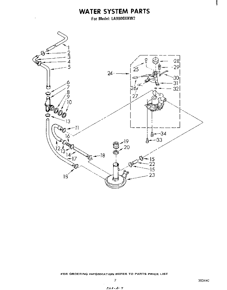 WATER SYSTEM Diagram and Parts List for LA9800XKW2  Whirlpool Washer