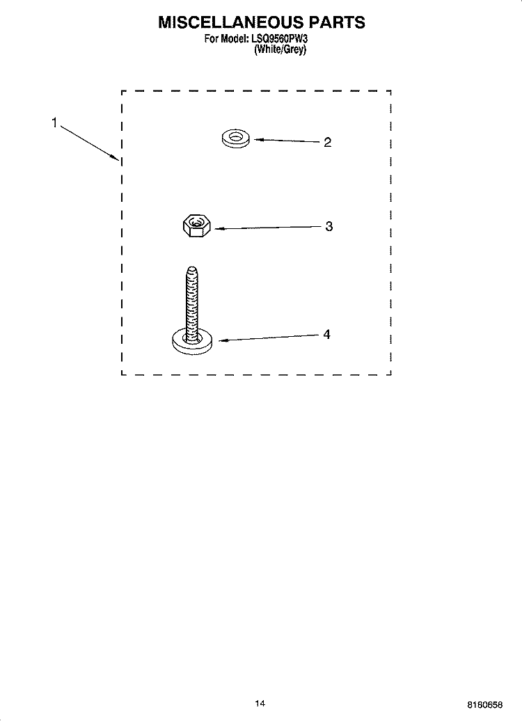 MISCELLANEOUS  PARTS, OPTIONAL PARTS (NOT INCLUDED) Diagram and Parts List for LSQ9560PW3  Whirlpool Washer