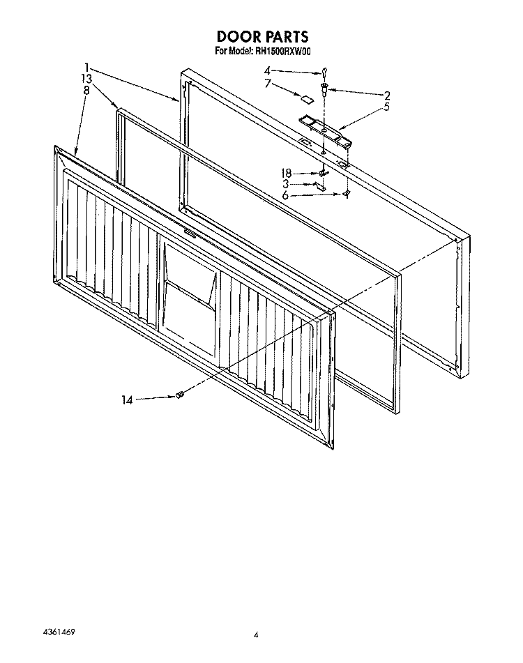 SECTION Diagram and Parts List for RH1500RXW00  Roper Freezer
