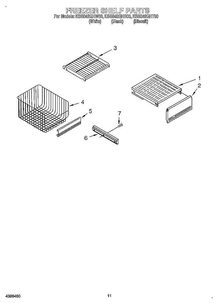 FREEZER SHELF Diagram and Parts List for KSSS42QHB00  KitchenAid Refrigerator