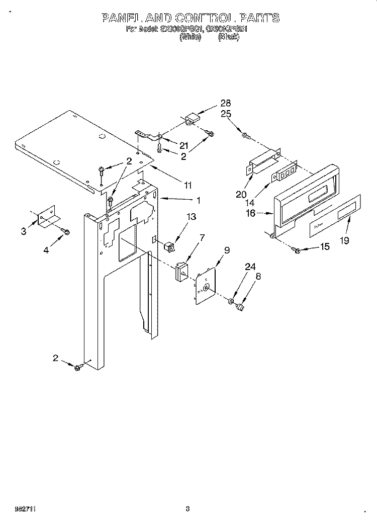PANEL AND CONTROL Diagram and Parts List for GX900QPGQ1  Whirlpool Trash Compactor