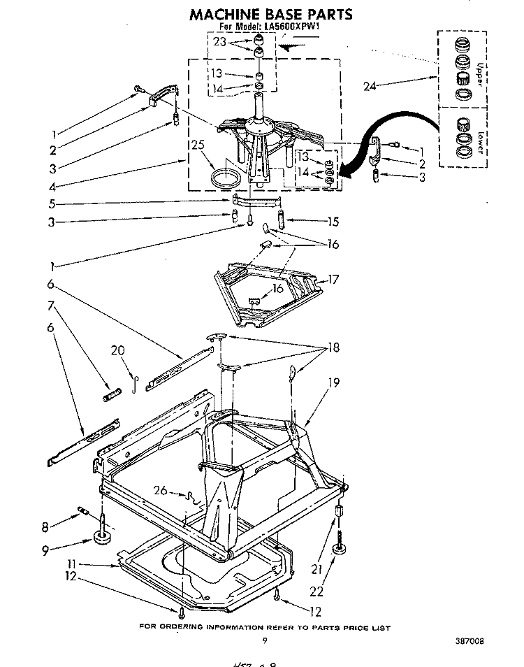 MACHINE BASE Diagram and Parts List for LA5600XPW1  Whirlpool Washer
