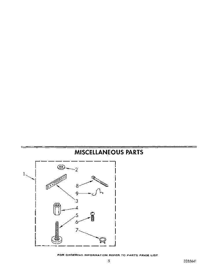 MISCELLANEOUS Diagram and Parts List for LA5460XTW1  Whirlpool Washer
