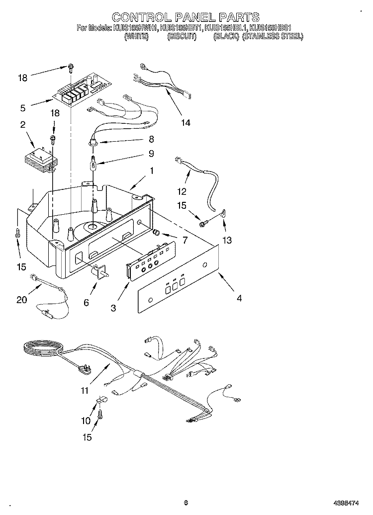 CONTROL PANEL Diagram and Parts List for KUIS155HBL1  KitchenAid Ice Maker