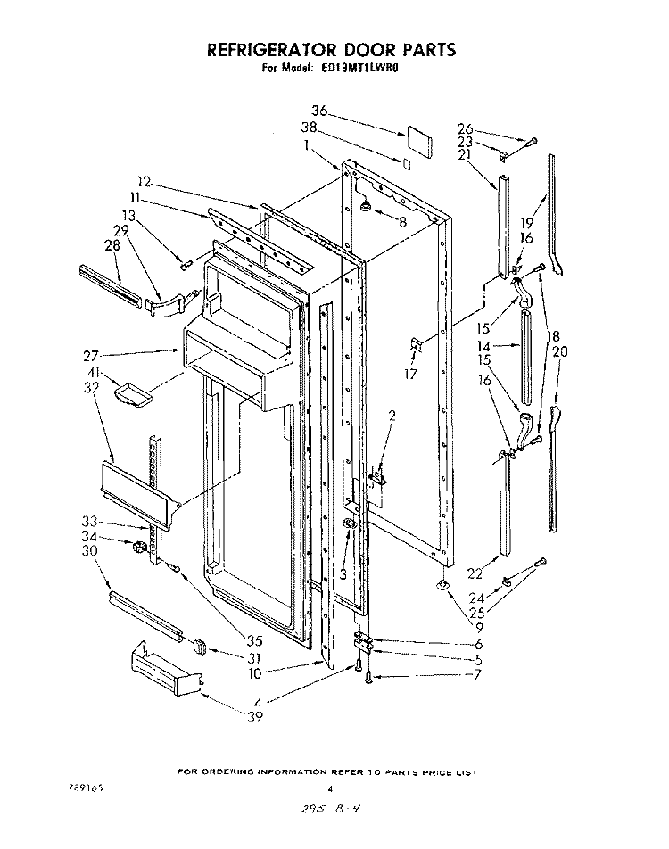 REFRIGERATOR DOOR Diagram and Parts List for ED19MT1LWR0  Whirlpool Refrigerator