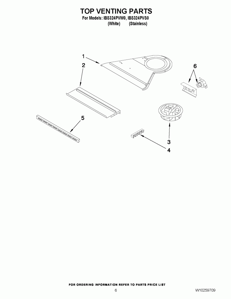 TOP VENTING PARTS Diagram and Parts List for IBS324PVW0  Whirlpool Wall Oven