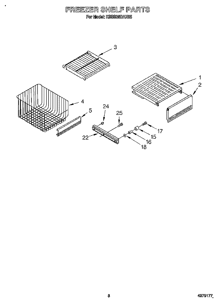 FREEZER SHELF Diagram and Parts List for KSSS36DAX05  KitchenAid Refrigerator
