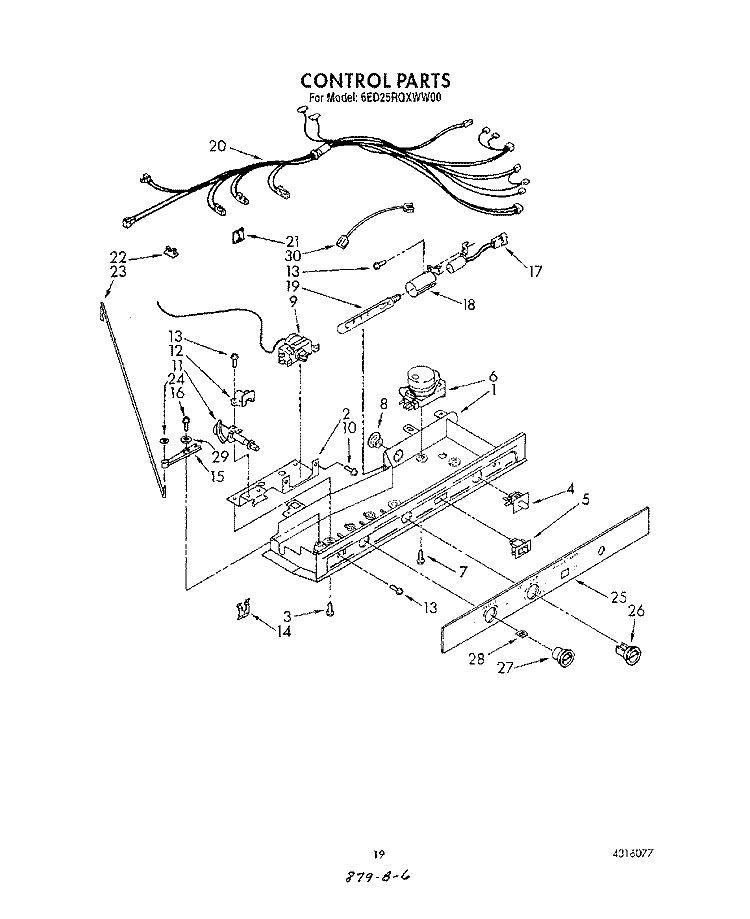 CONTROL Diagram and Parts List for 6ED25RQXWW00  Whirlpool Refrigerator