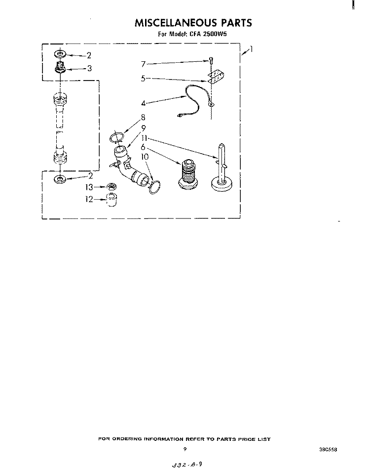 MISCELLANEOUS , LITERATURE AND OPTIONAL Diagram and Parts List for CFA2500W5  Whirlpool Washer