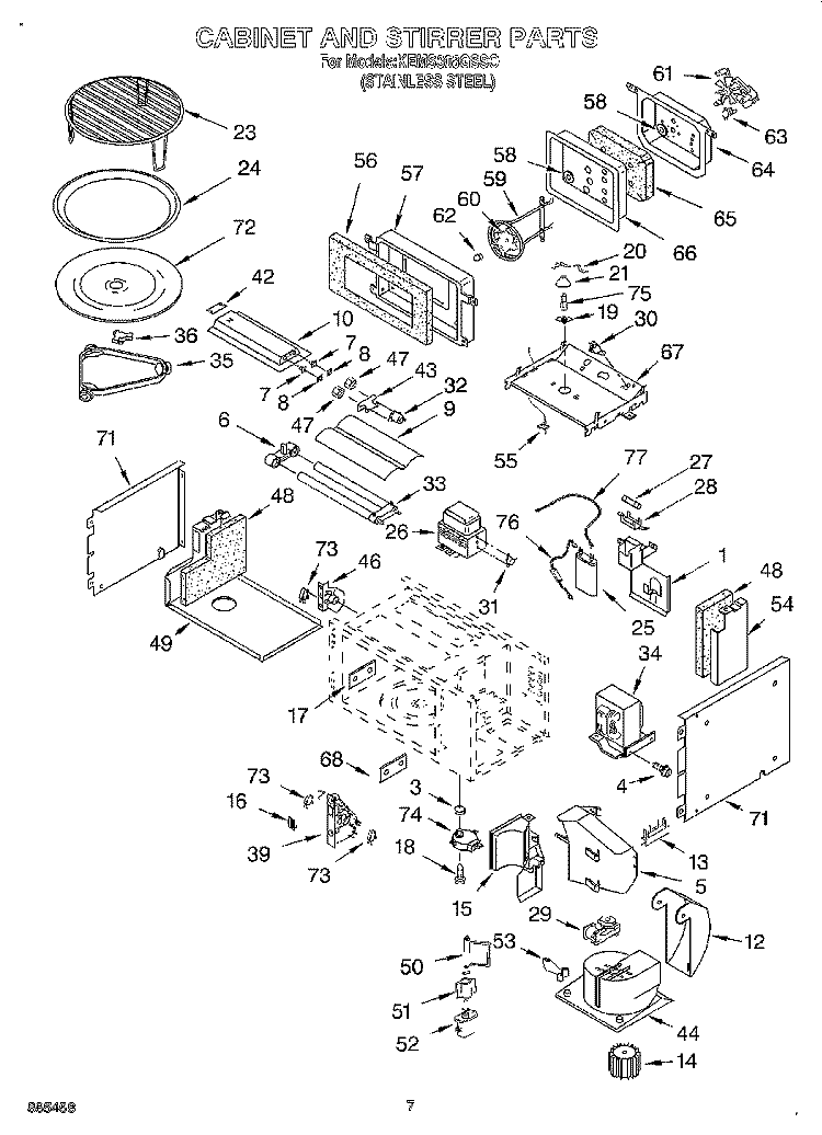 CABINET AND STIRRER Diagram and Parts List for KEMS308GSS0  KitchenAid Microwave Oven Combo