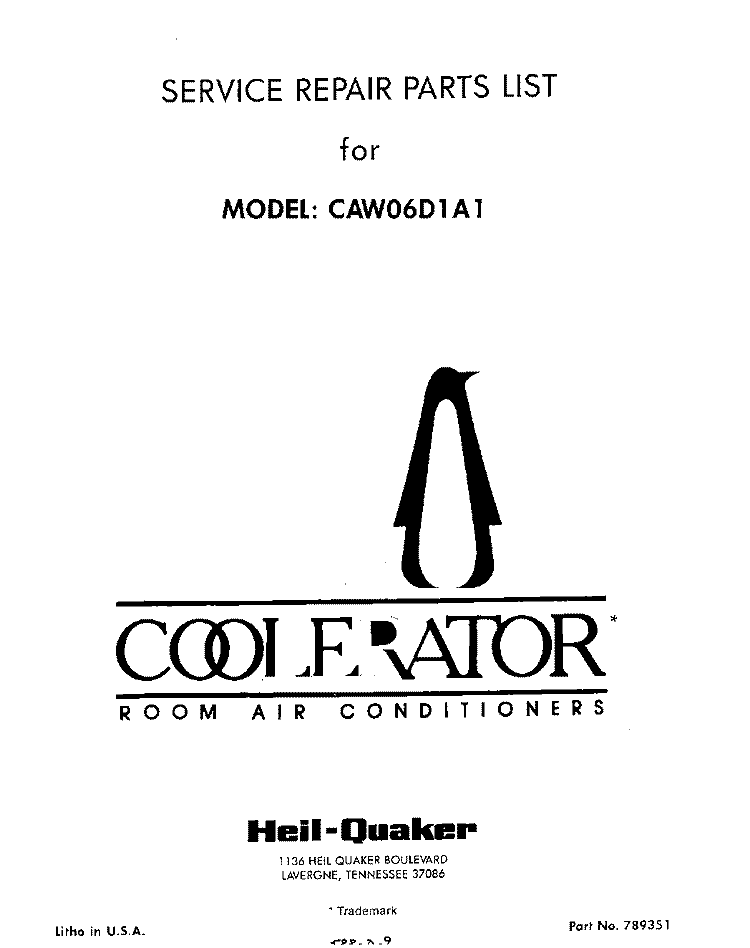SECTION Diagram and Parts List for CAW06D1A1  Whirlpool Air Conditioner
