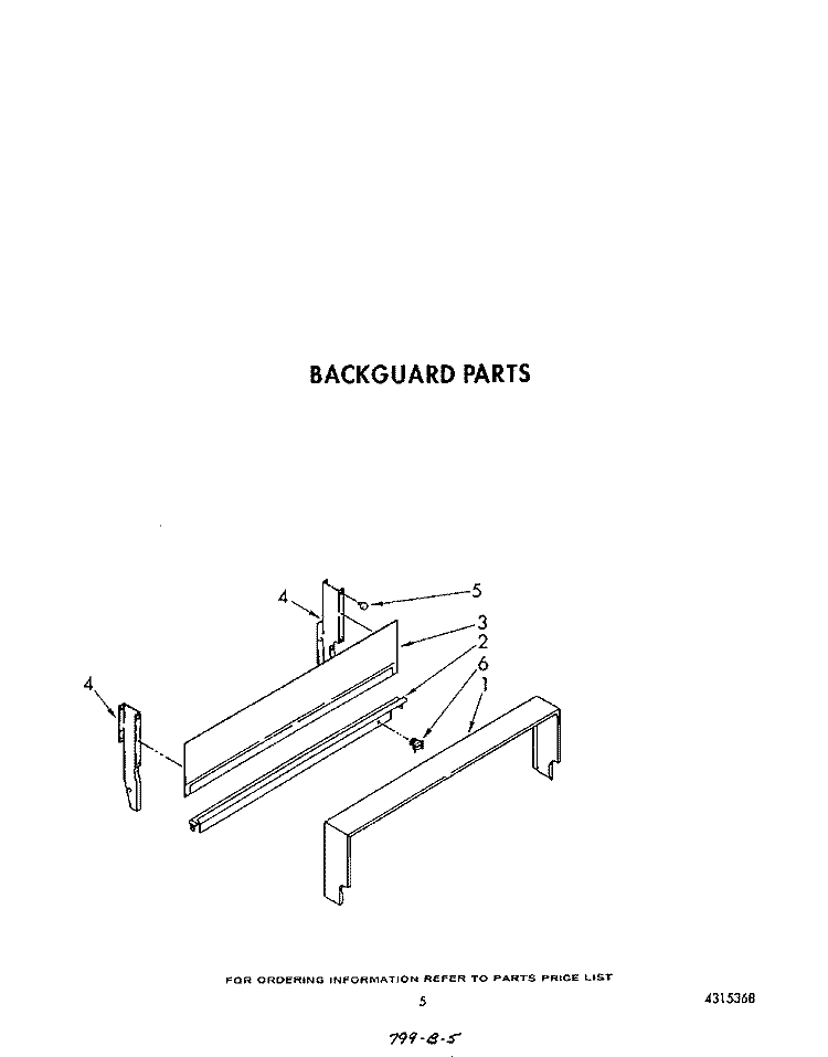 BACKGUARD Diagram and Parts List for SF3020ERW4  Whirlpool Range