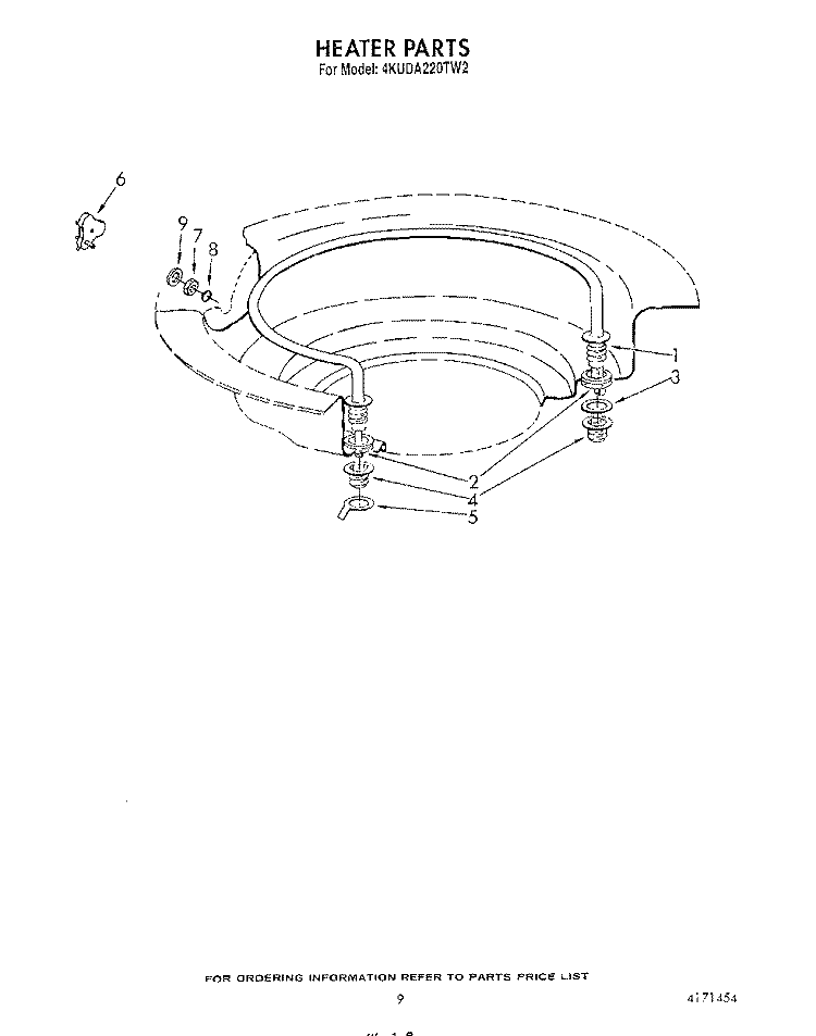 HEATER Diagram and Parts List for 4KUDA220TW2  KitchenAid Dishwasher