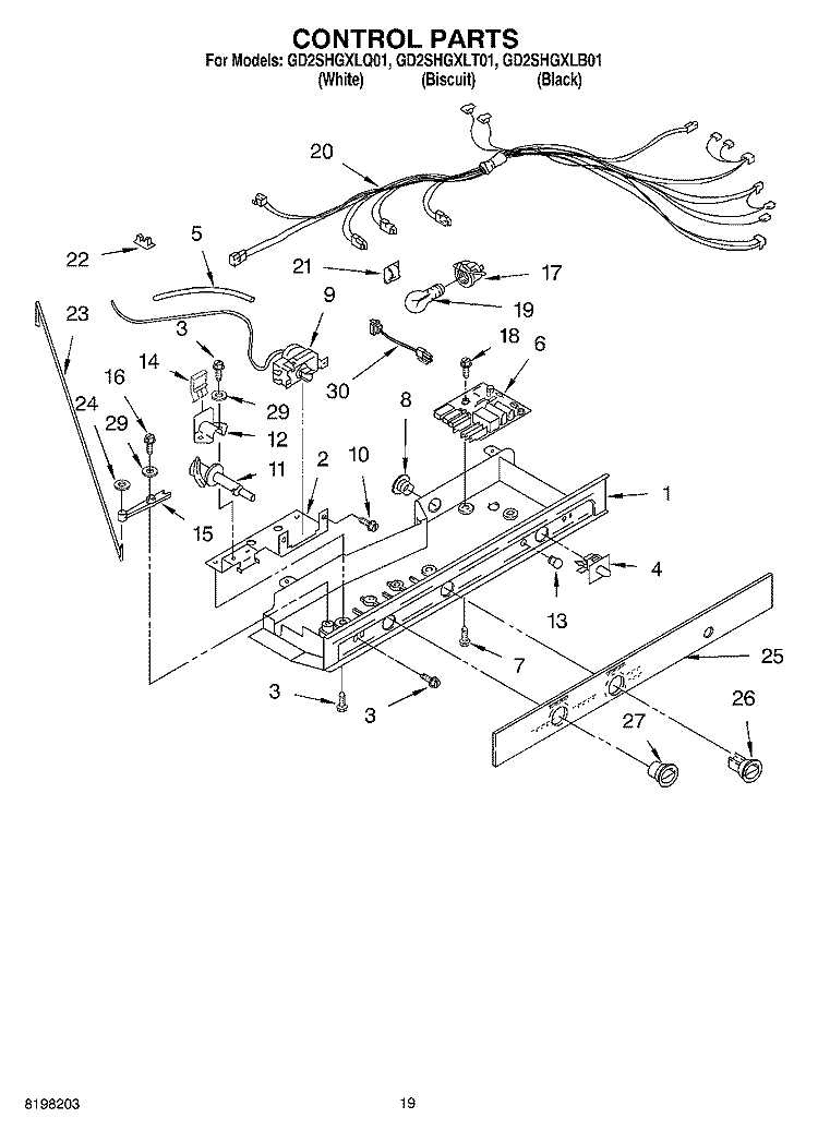 CONTROL, OPTIONAL Diagram and Parts List for GD2SHGXLQ01  Whirlpool Refrigerator
