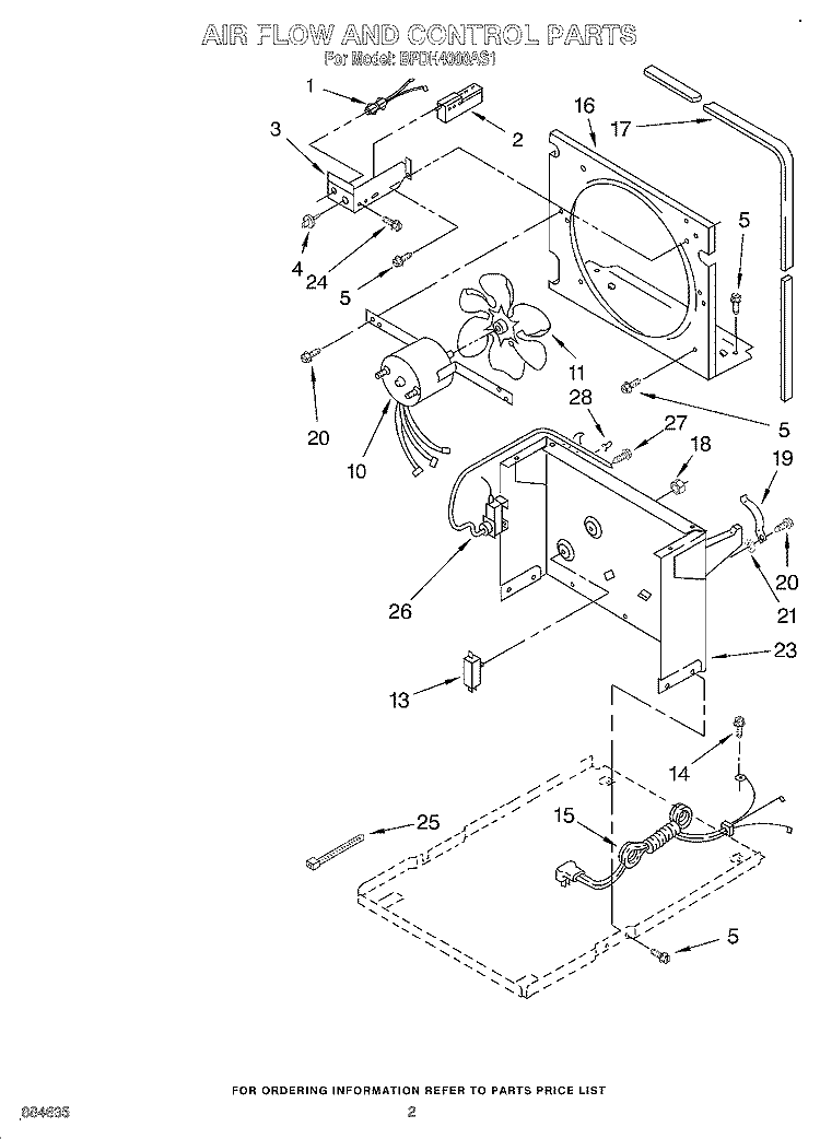 AIR FLOW AND CONTROL Diagram and Parts List for BPDH4000AS1  KitchenAid Dehumidifier