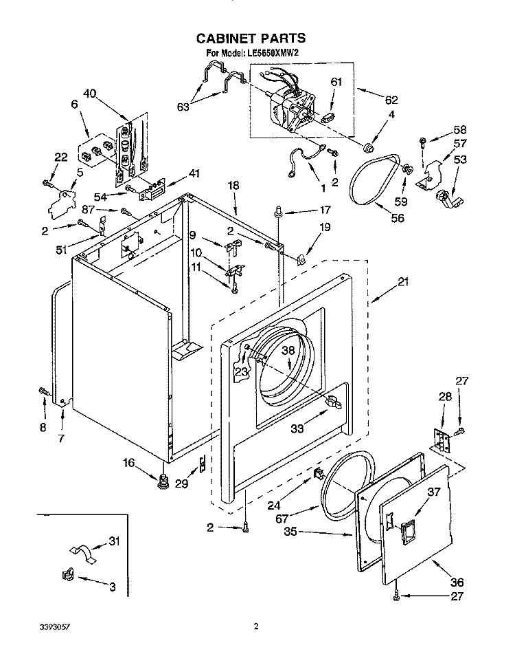 SECTION Diagram and Parts List for LE5650XMW2  Whirlpool Dryer