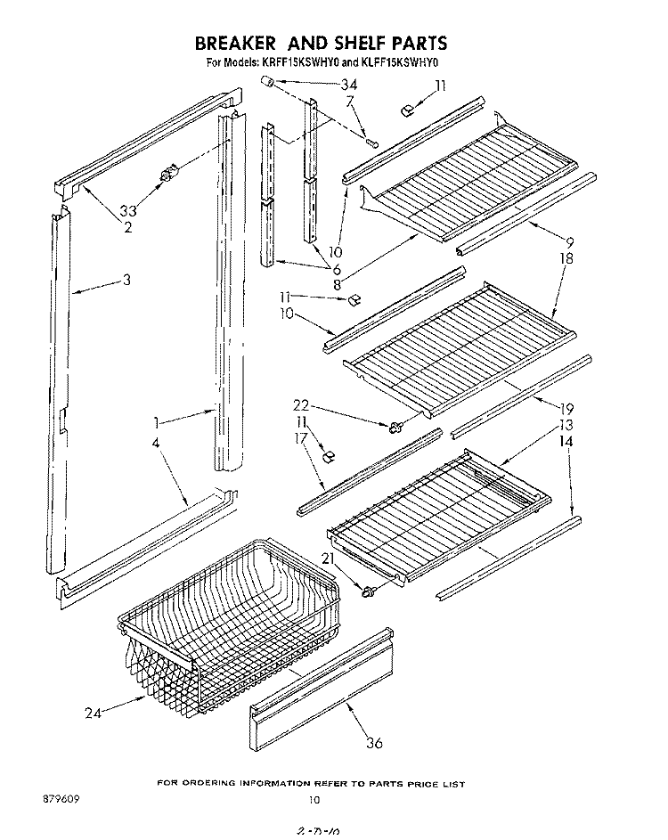 BREAKER AND SHELF Diagram and Parts List for KRFF15KSWHY0  KitchenAid Freezer