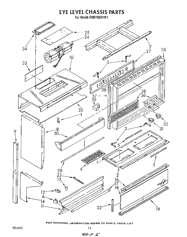 EYE LEVEL CHASSIS Diagram and Parts List for RM978BXVF1  Whirlpool Microwave Oven Combo