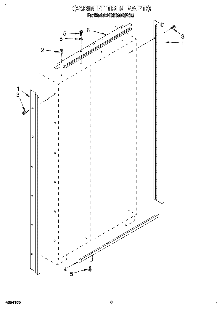 CABINET TRIM Diagram and Parts List for KSSS36QDX02  KitchenAid Refrigerator
