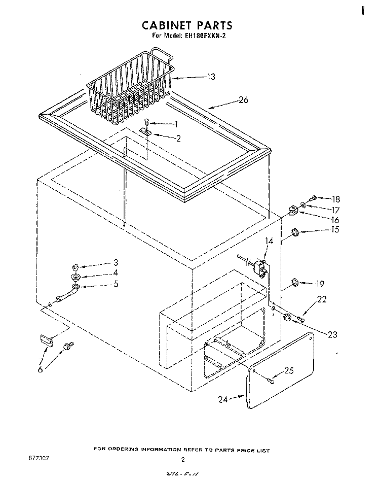 SECTION Diagram and Parts List for EH180FXKN2  Whirlpool Freezer