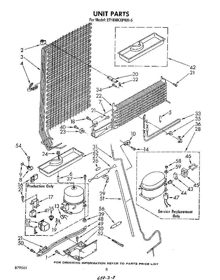 UNIT Diagram and Parts List for ET18MKXPWR5  Whirlpool Refrigerator