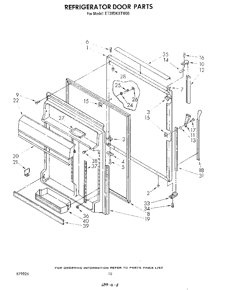 REFRIGERATOR DOOR Diagram and Parts List for ET20DKXTN00  Whirlpool Refrigerator