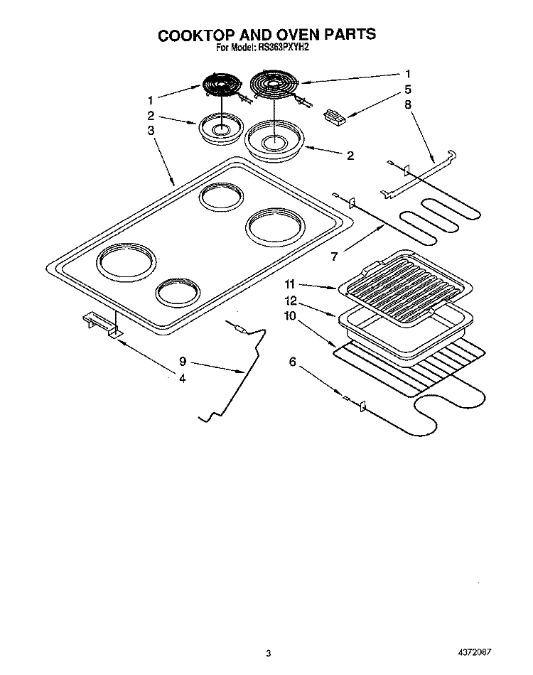 SECTION Diagram and Parts List for RS363PXYH2  Whirlpool Range