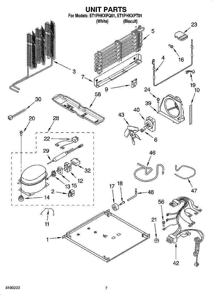 UNIT PARTS Diagram and Parts List for ET1PHKXPT01  Whirlpool Refrigerator