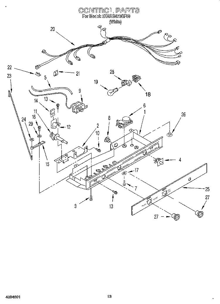 CONTROL, LIT/OPTIONAL Diagram and Parts List for 3XARG478GF00  Whirlpool Refrigerator
